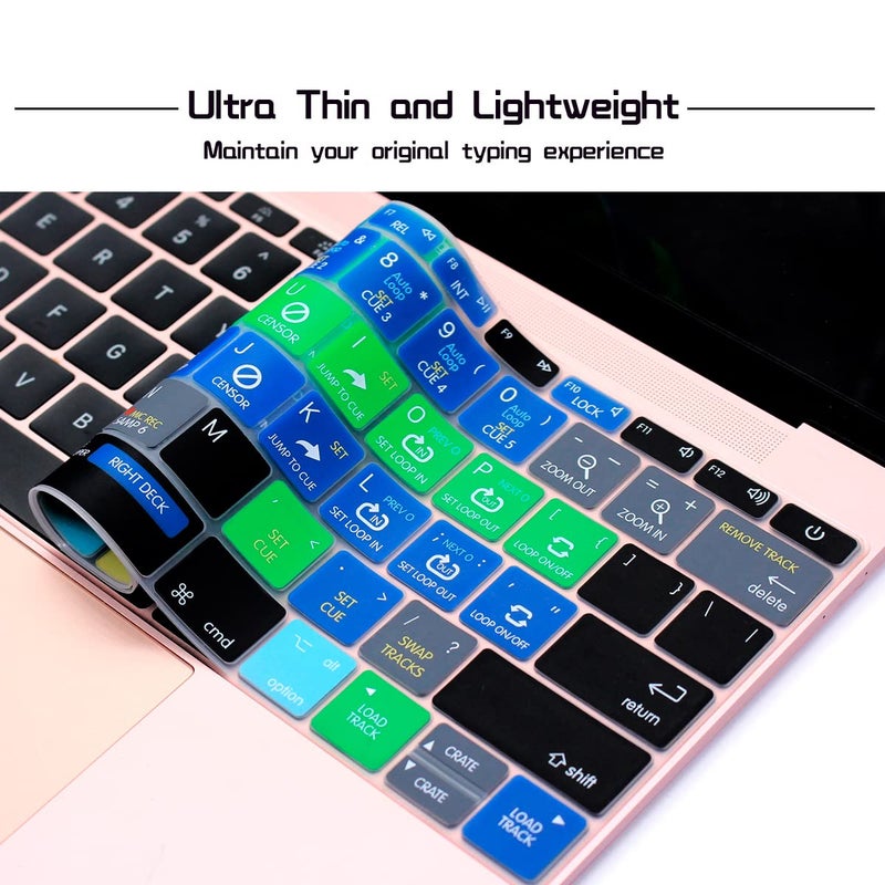 HRH Serato DJ Hotkey Silicone Keyboard Cover Skin for MacBook Pro 13" A1708 A1988 No Touch Bar 2018 2017 2016 Release and for MacBook 12" A1534 (2015)&A1931(2018) USA Layout Protective Skin - Image 3